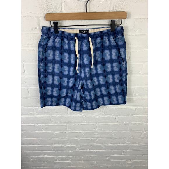 Todd Snyder Men's 7" Weekend Shorts Drawstring Waist Tie Dyed Indigo Blue Size S - Picture 1 of 5
